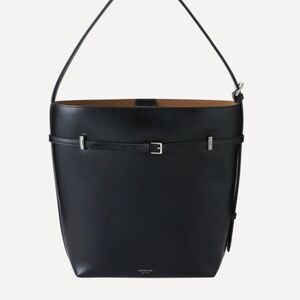 Verafied New York Black Belted Leather Tote Bag